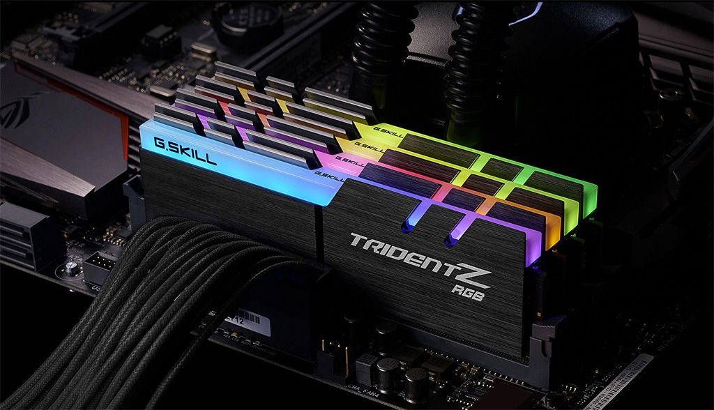 RGB G.Skill RAM in a motherboard.