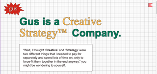 Gust design portfolio with text saying creative strategy