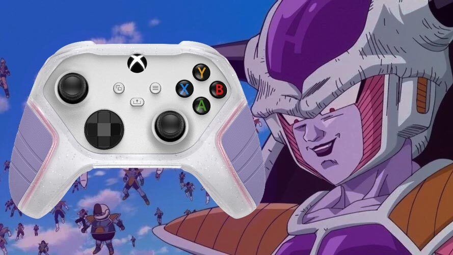 Xbox Series X easy grip controller shell beside an image of Dragon Ball&#039;s Frieza