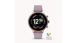 Purple Fossil Smartwatch against white background