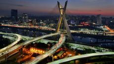 Octavio Frias de Oliveira Bridge at dusk - Sao Paulo, Brazil