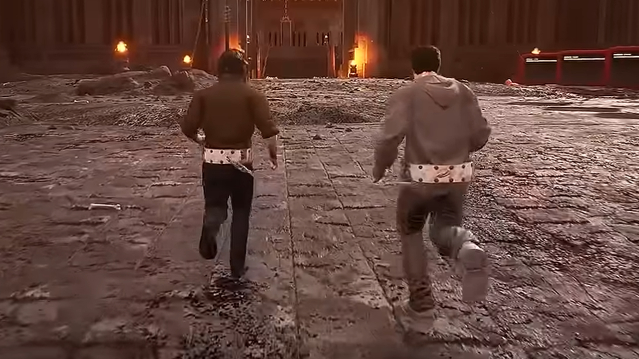 Two players running in Chained Together