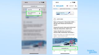 Screenshots showing moving the Chrome address bar in iOS