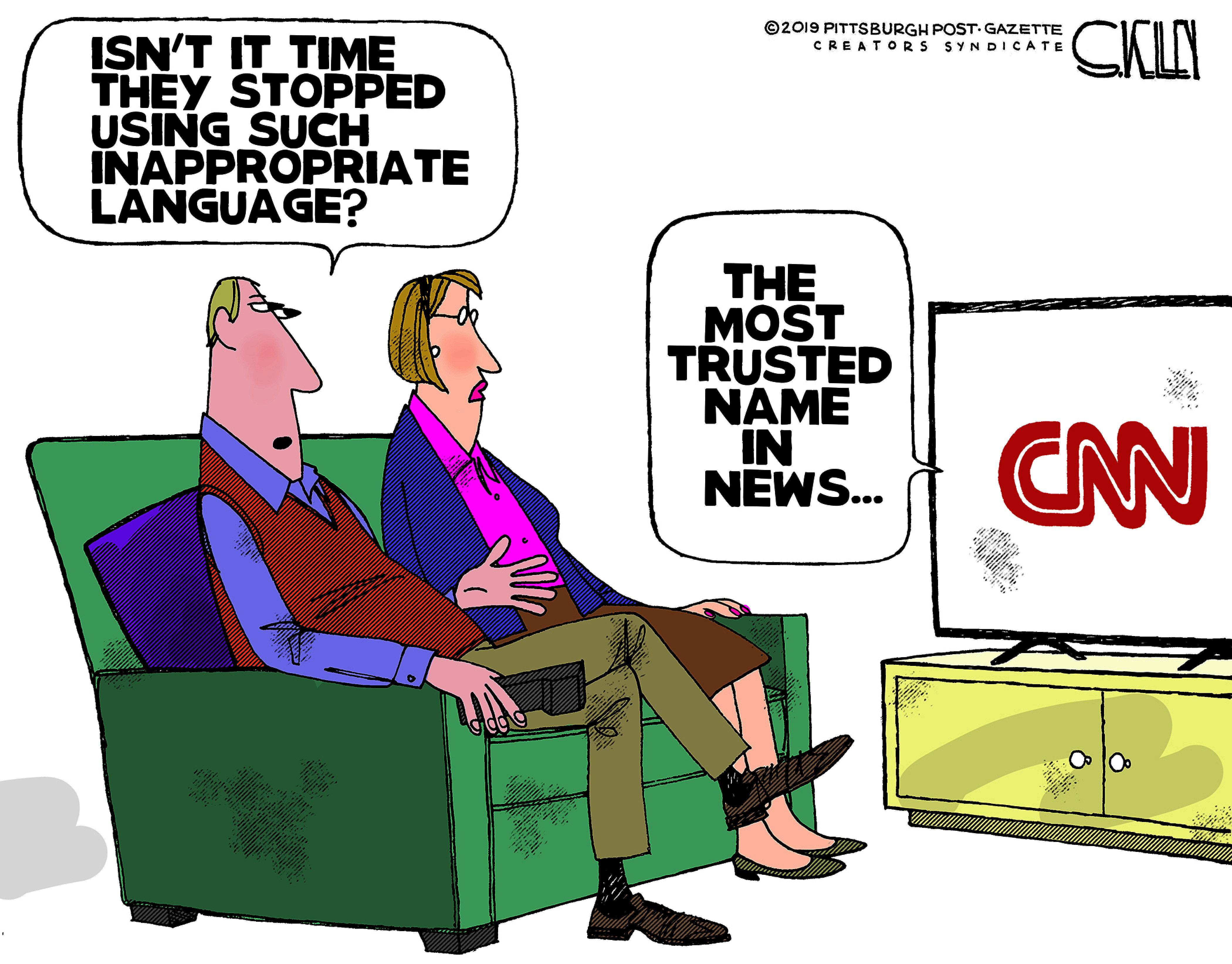 Political Cartoon U.S. Trump CNN media controversy censorship