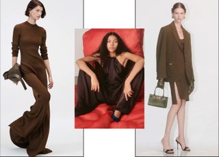 Brown summer color trend at Brandon Maxwell, Stella McCartney, and Versace