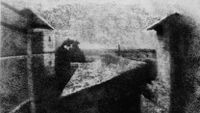 The world's first photograph by Joseph Niepce. Taken from a window of his Le Gras estate at Saint-Loup-de-Varennes, France.