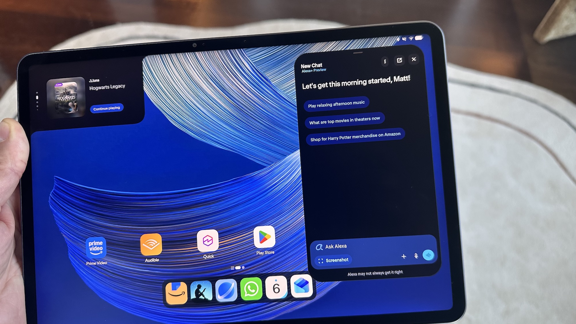 Alexa+ widget on Amazon Alexa tablet