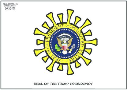 Editorial Cartoon U.S. Trump presidential seal coronavirus