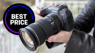 A person holds a Canon EOS camera with zoom lens; a "Best Price" badge is featured in the corner of the image