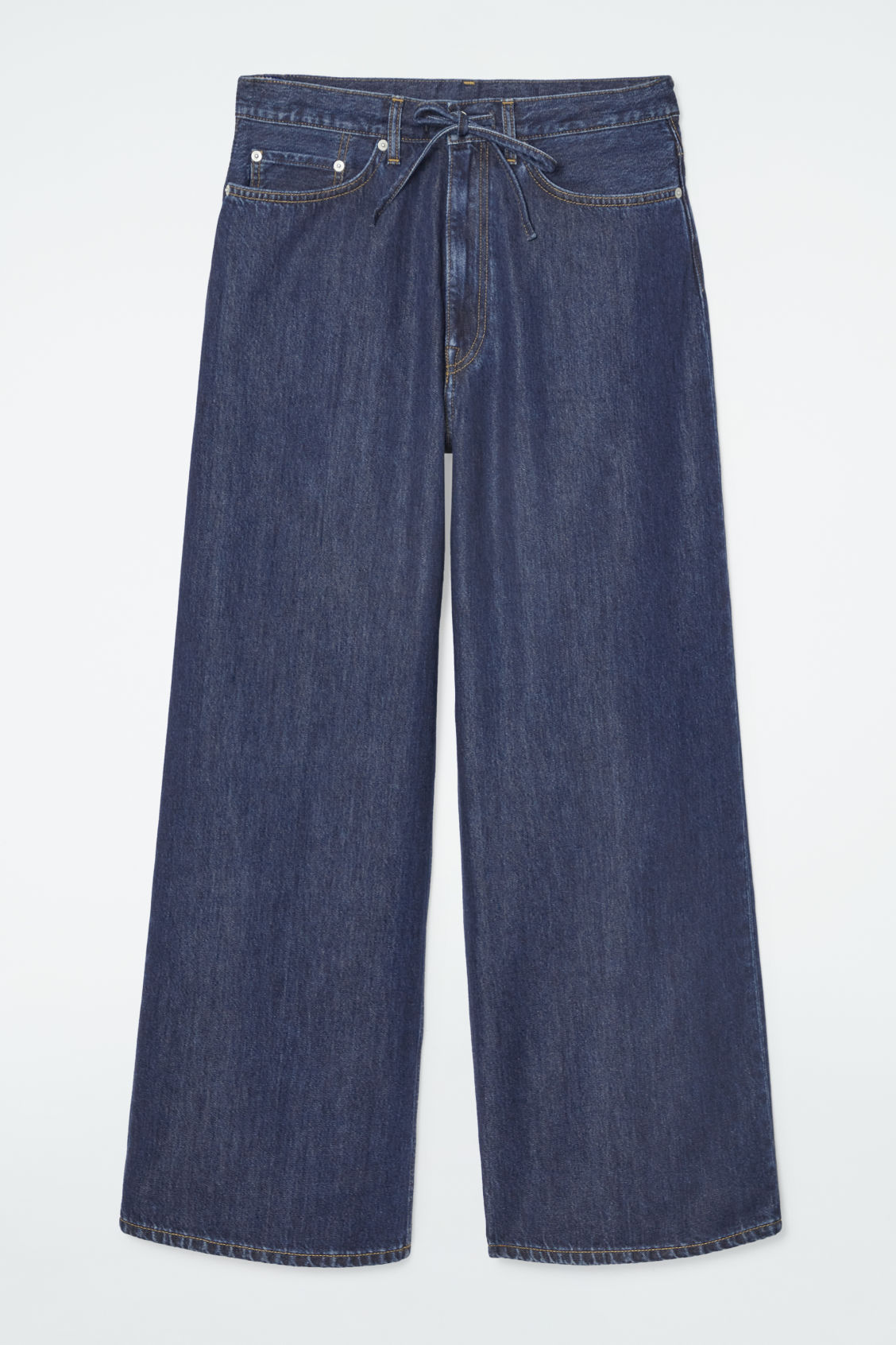 Extra Wide-Leg Drawstring Denim Pants