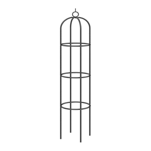 Metal Garden Obelisk Climbing Plant 1.9m Flowers Steel Frame Wgo Trellis Vines Floral Decor Army Green Yard Round Weather-Proof Metal