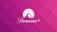 Paramount Plus logo on a magenta background