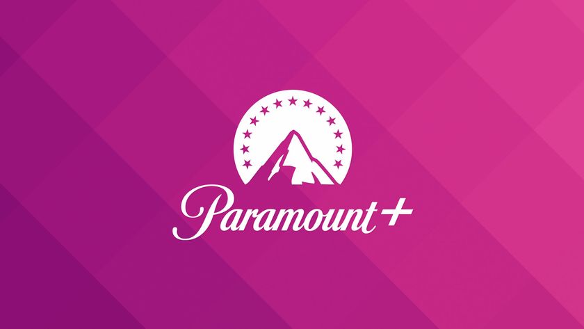 Paramount Plus logo on a magenta background