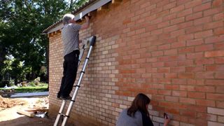 brick tinting being applied to a new extension