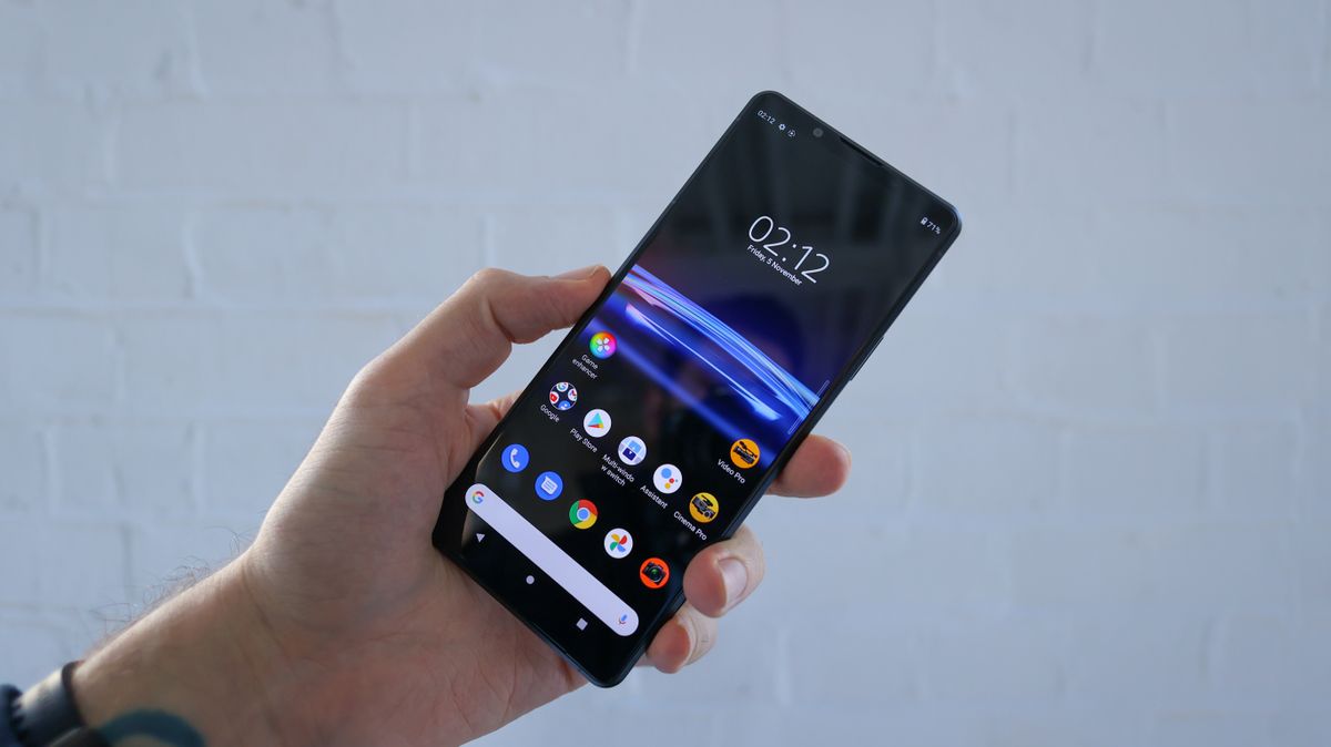 A hand holding the Sony Xperia Pro-I phone