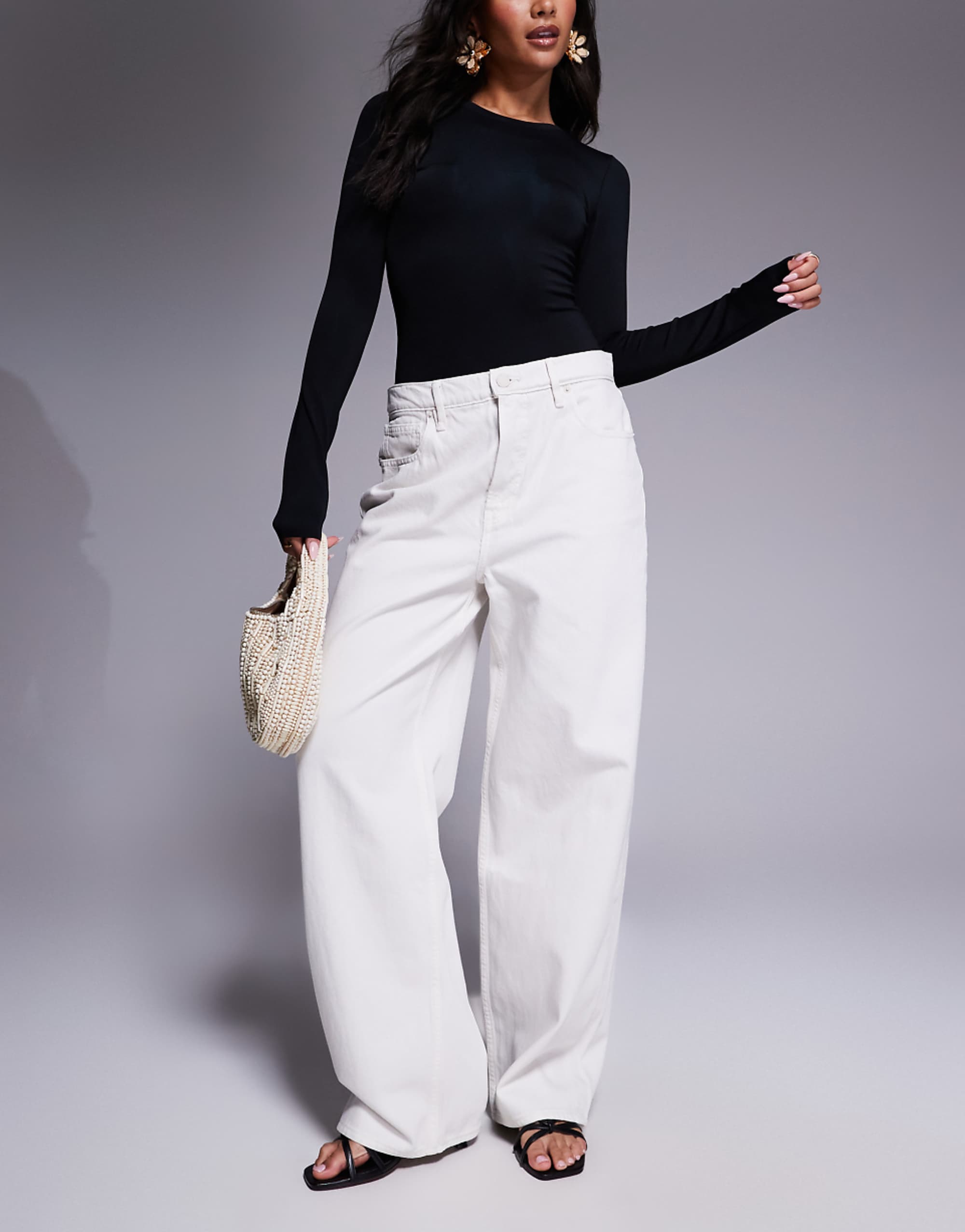 Good American Good Standard Baggy Jeans in Cloud White