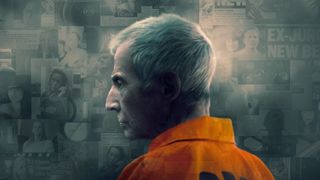 Robert Durst pictured in profile in front of a selection of screenshots from The Jinx