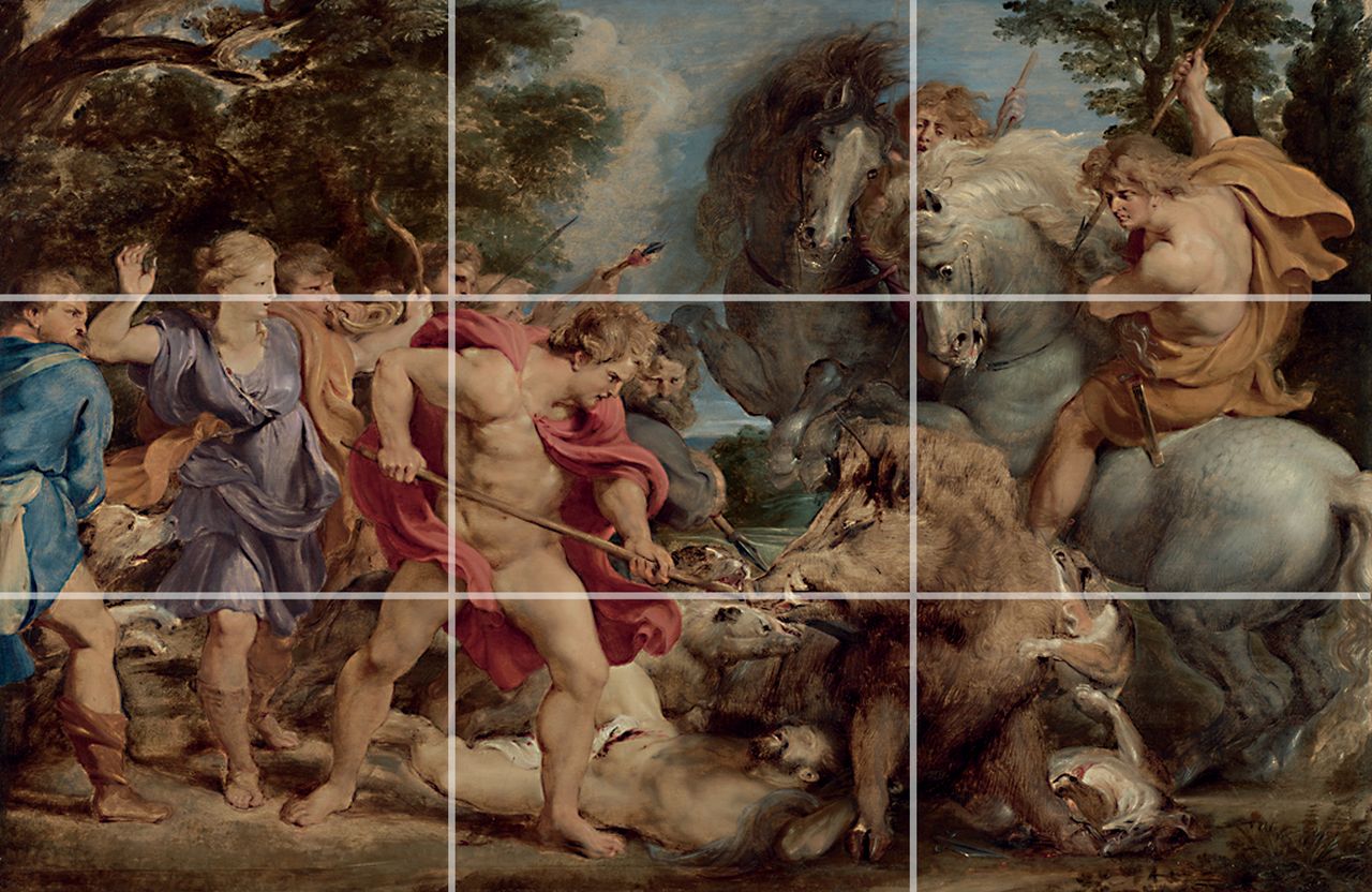 In this painting by Rubens, the main points of interest are placed at each intersection
