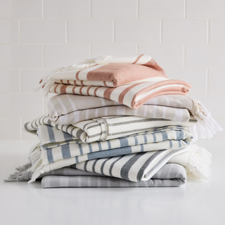 Stack of striped Turkish cotton towels