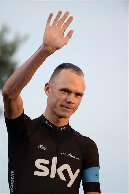 Chris Froome (Sky) is introduced