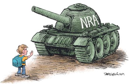Political cartoon U.S. Parkland students school shootings NRA gun control