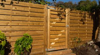 garden gate ideas: wooden slats design from Jacksons Fencing