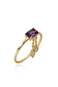 Alicia Violet Sapphire Delicate Charm Ring in 14K Gold, Now £288.75 Was £385