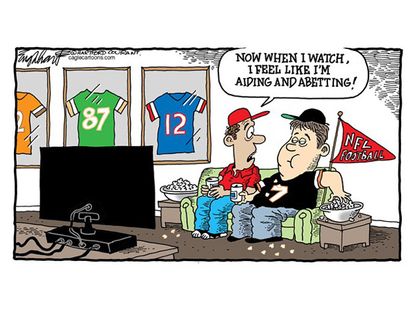 Editorial cartoon NFL fans violence sports