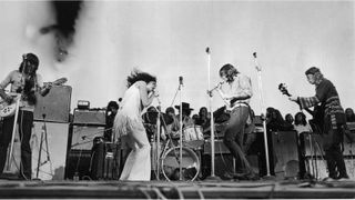 Jefferson Airplane perform at the Woodstock Festival, August 1969