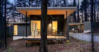 The covered deck outside the living area