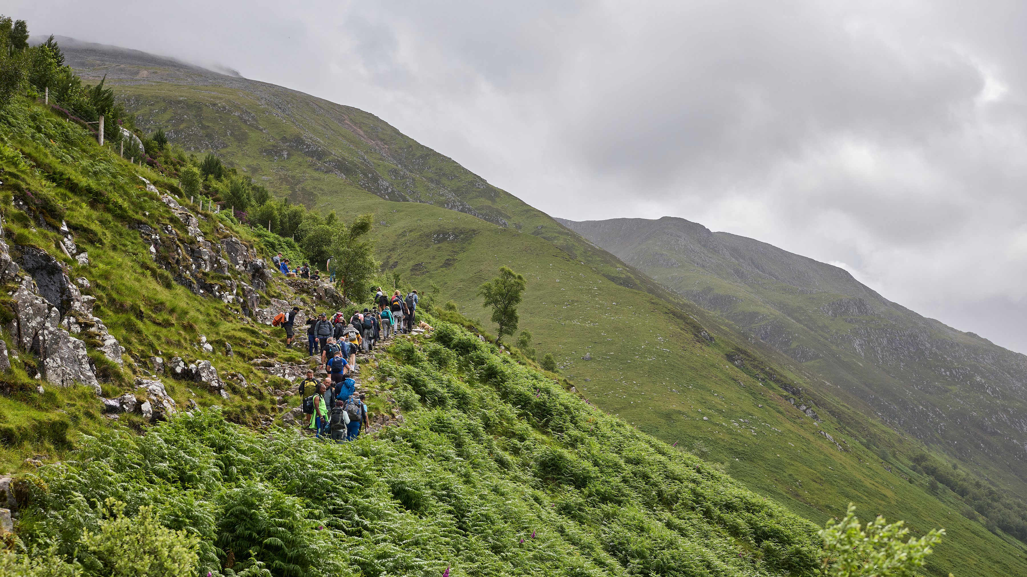 Hikers climbing Ben Nevis