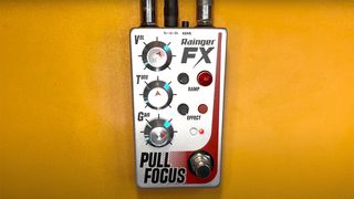 Rainger FX Pull Focus pedal against a mustard background