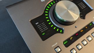Close up of the encoder knob on the Universal Audio Apollo Twin X