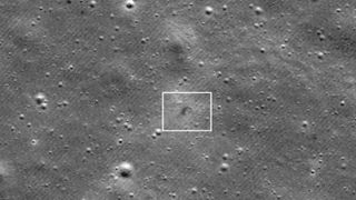 Photo of the crash site with a white box around it