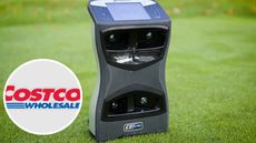 The Foresight Sports GCQuad Launch Monitor on a green background and Costco logo