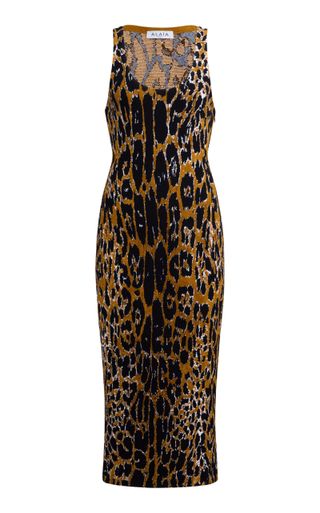 Leopard-Print Knit Midi Tank Dress