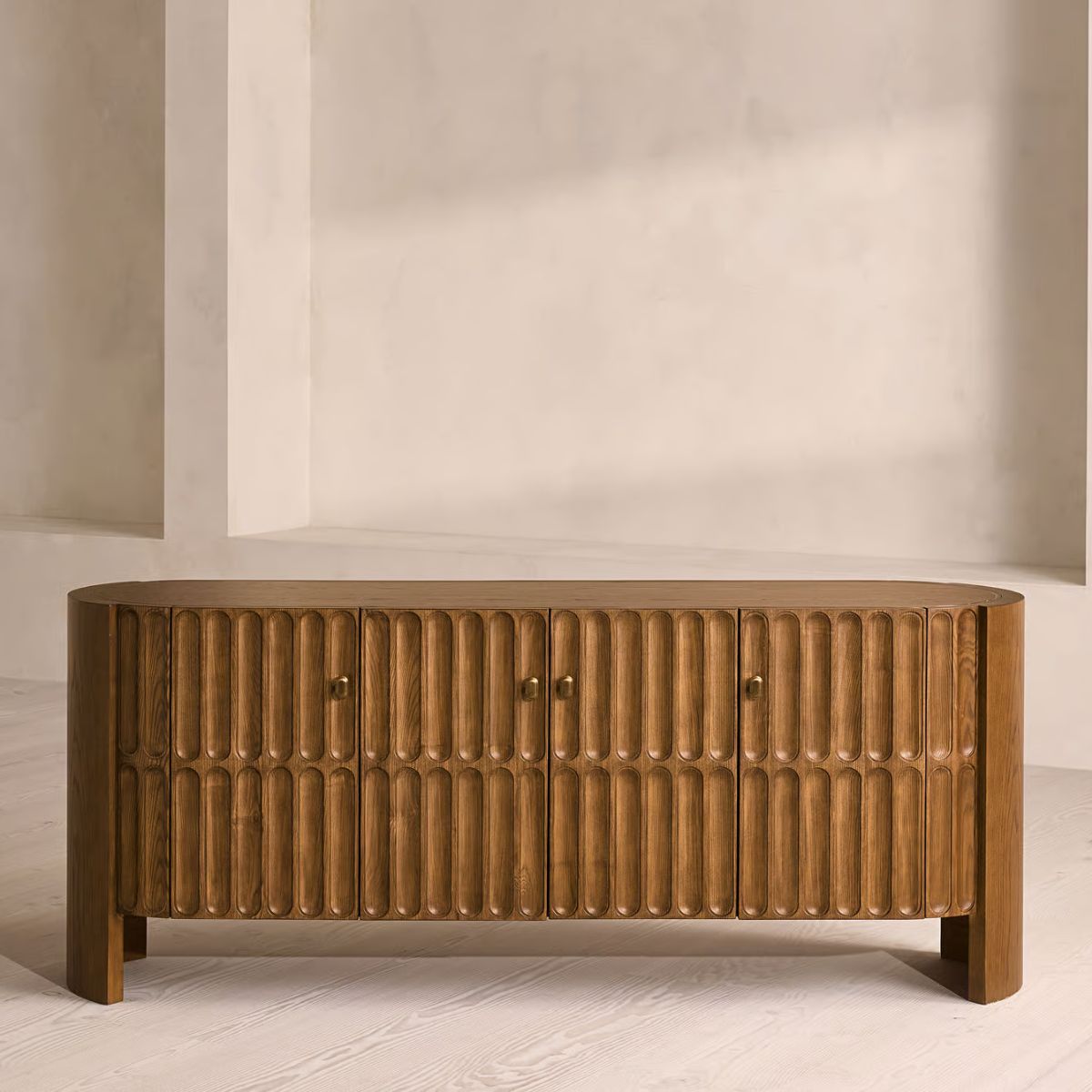 Fluted wooden sideboard