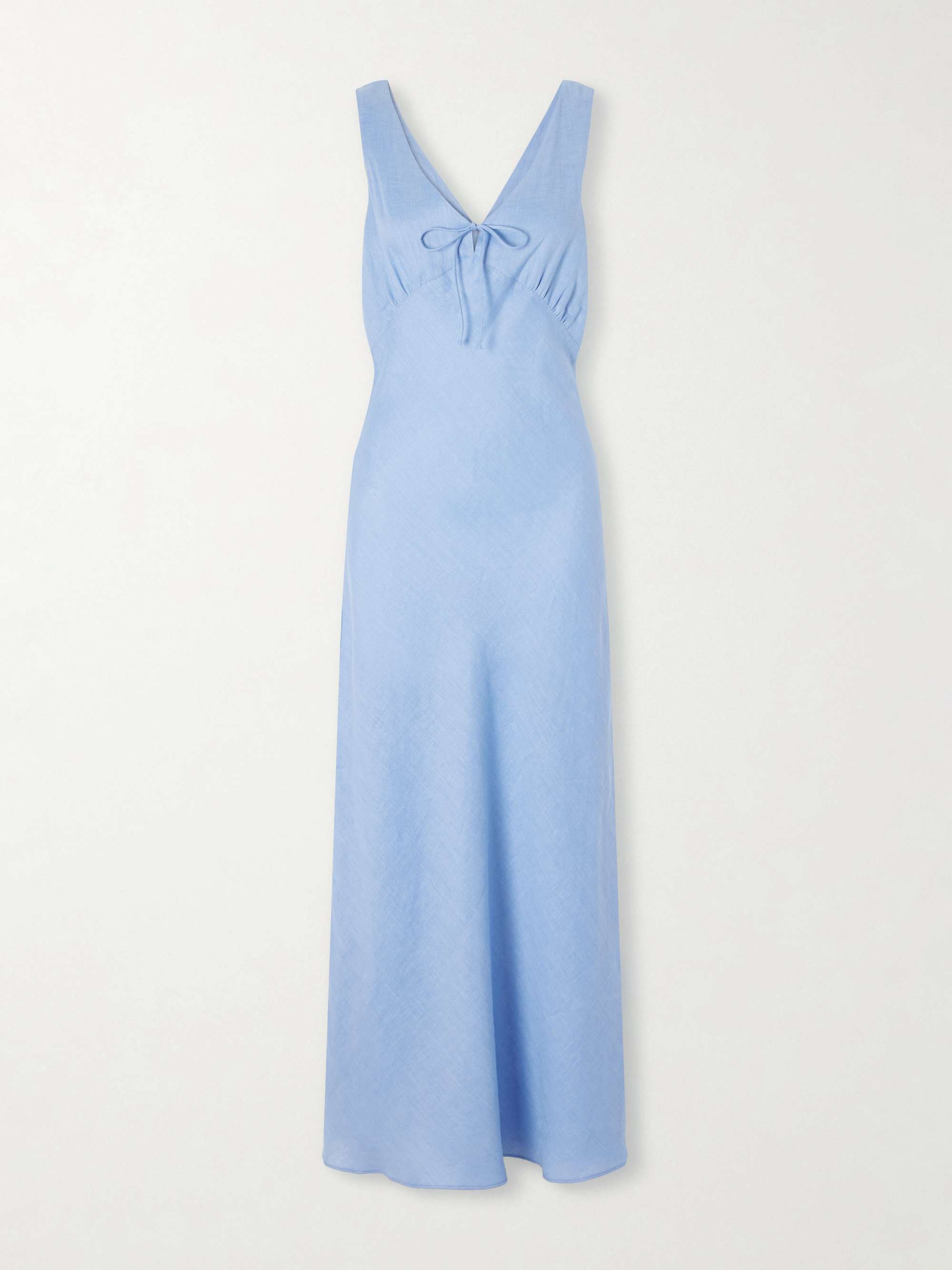 Bow-Detailed Linen-Jacquard Maxi Dress