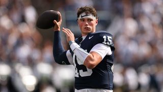 Drew Allar #15 of the Penn State Nittany Lions passes the ball before the game against the Villanova Wildcats at West Shore Home Field at Beaver Stadium on September 13, 2025 in State College, Pennsylvania. (Photo by Drew Allar #15 of the Penn State Nittany Lions passes the ball before the game against the Villanova Wildcats at West Shore Home Field at Beaver Stadium on September 13, 2025 in State College, Pennsylvania.