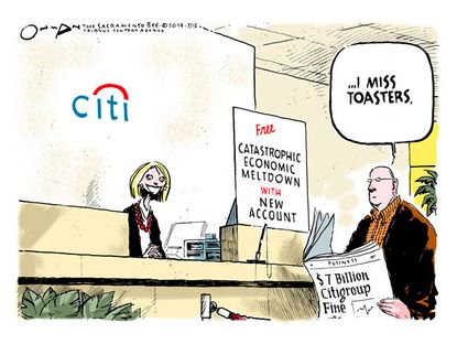 Editorial cartoon business Citigroup fine