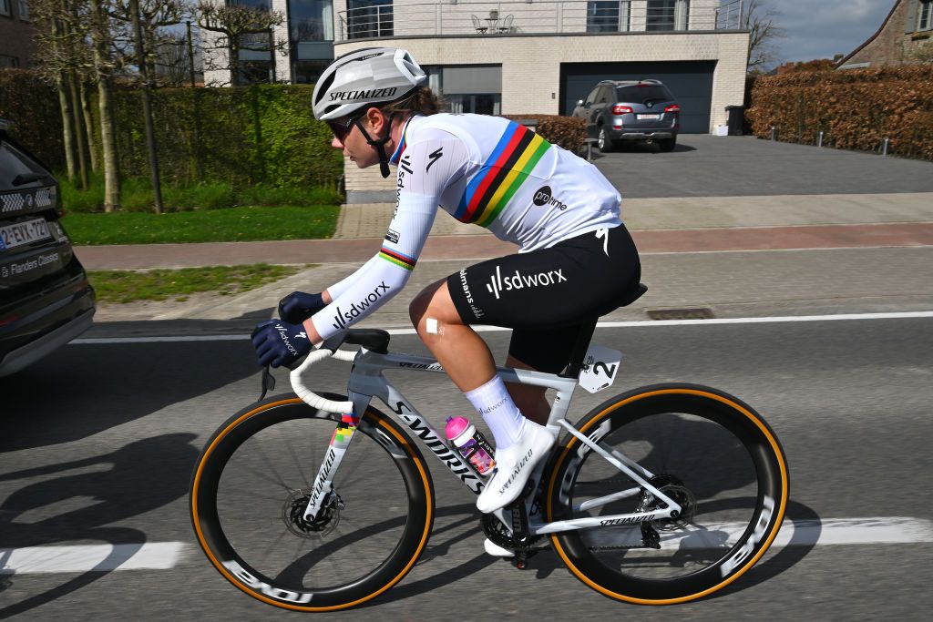 WEVELGEM BELGIUM MARCH 24 Lotte Kopecky of Belgium and Team SD WorxProtime competes during the 13rd GentWevelgem in Flanders Fields 2024 Womens Elite a 1712km one day race from Ieper to Wevelgem UCIWWT on March 24 2024 in Wevelgem Belgium Photo by Luc ClaessenGetty Images