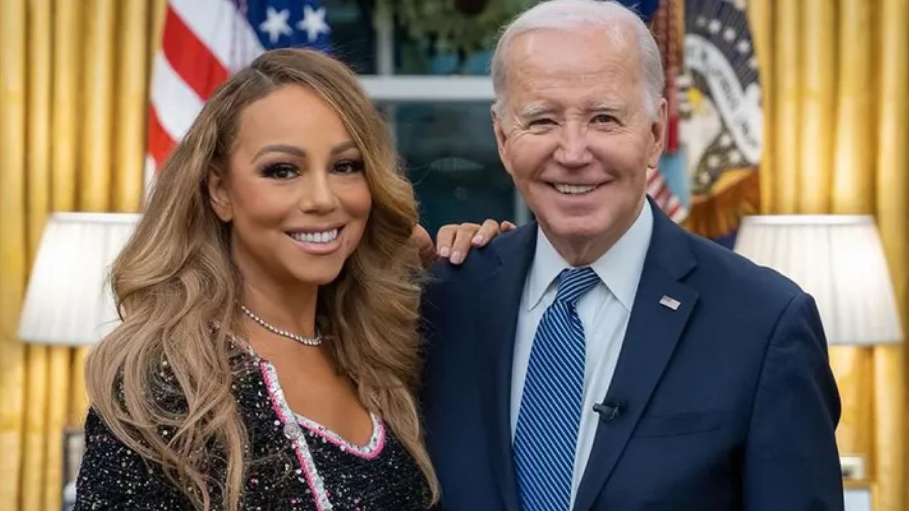 Joe Biden and Mariah Carey