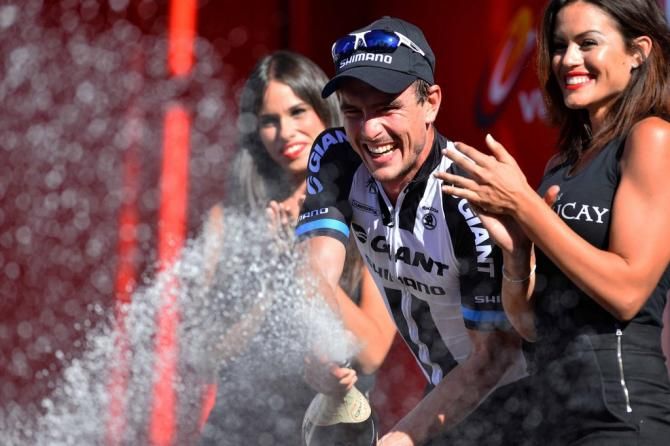 John Degenkolb (Giant-Shimano) spraying the winners champagne