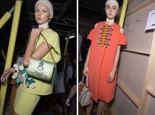 Models carrying bags from Anya Hindmarch's collection