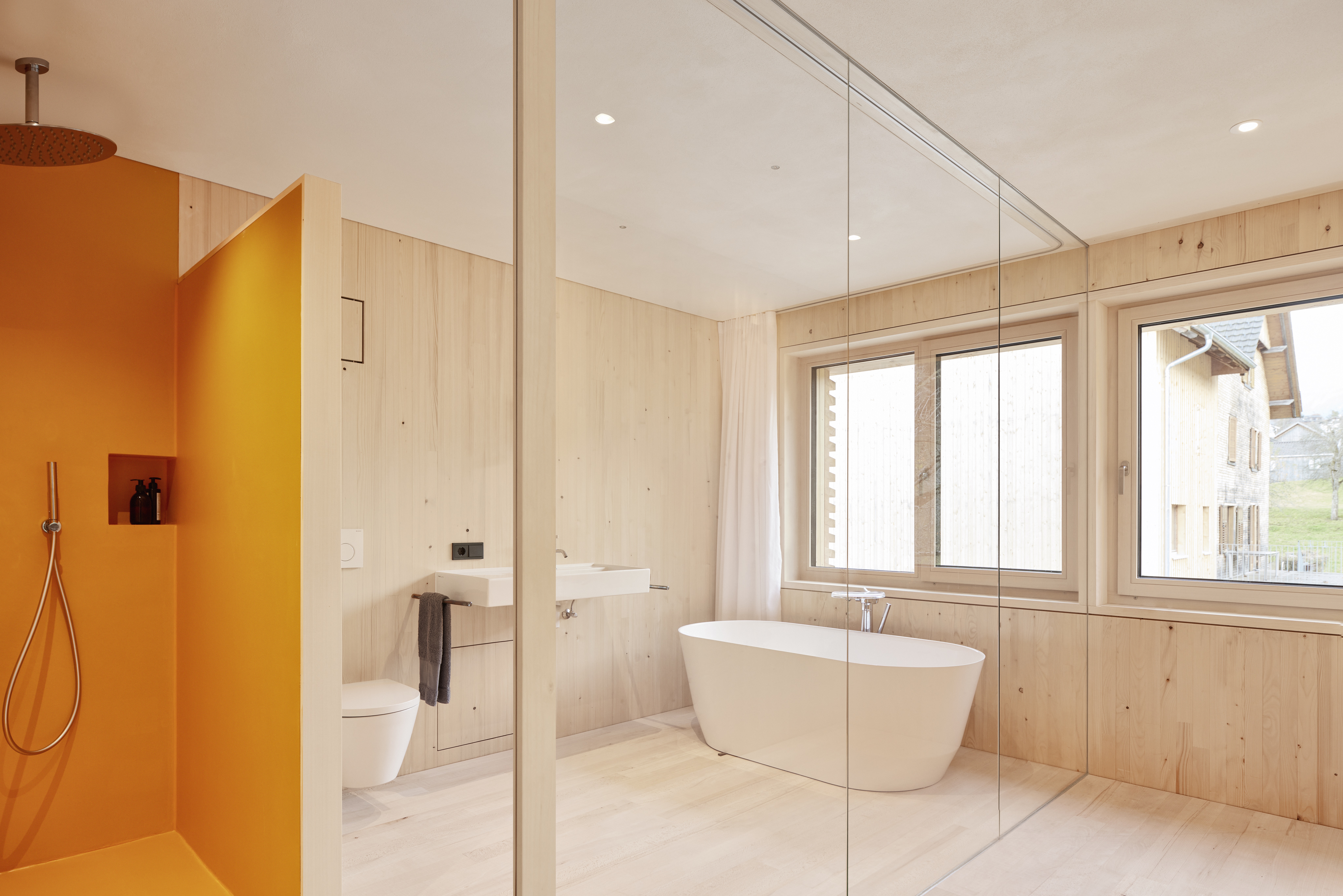 timber clad bathroom