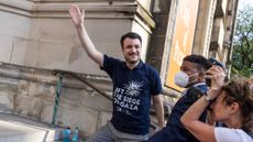 Palestinian activist and former Columbia University student Mahmoud Khalil, who was released from ICE detention, speaks during a rally on the steps of the Cathedral of St. John the Divine on June 22, 2025 in New York City. 