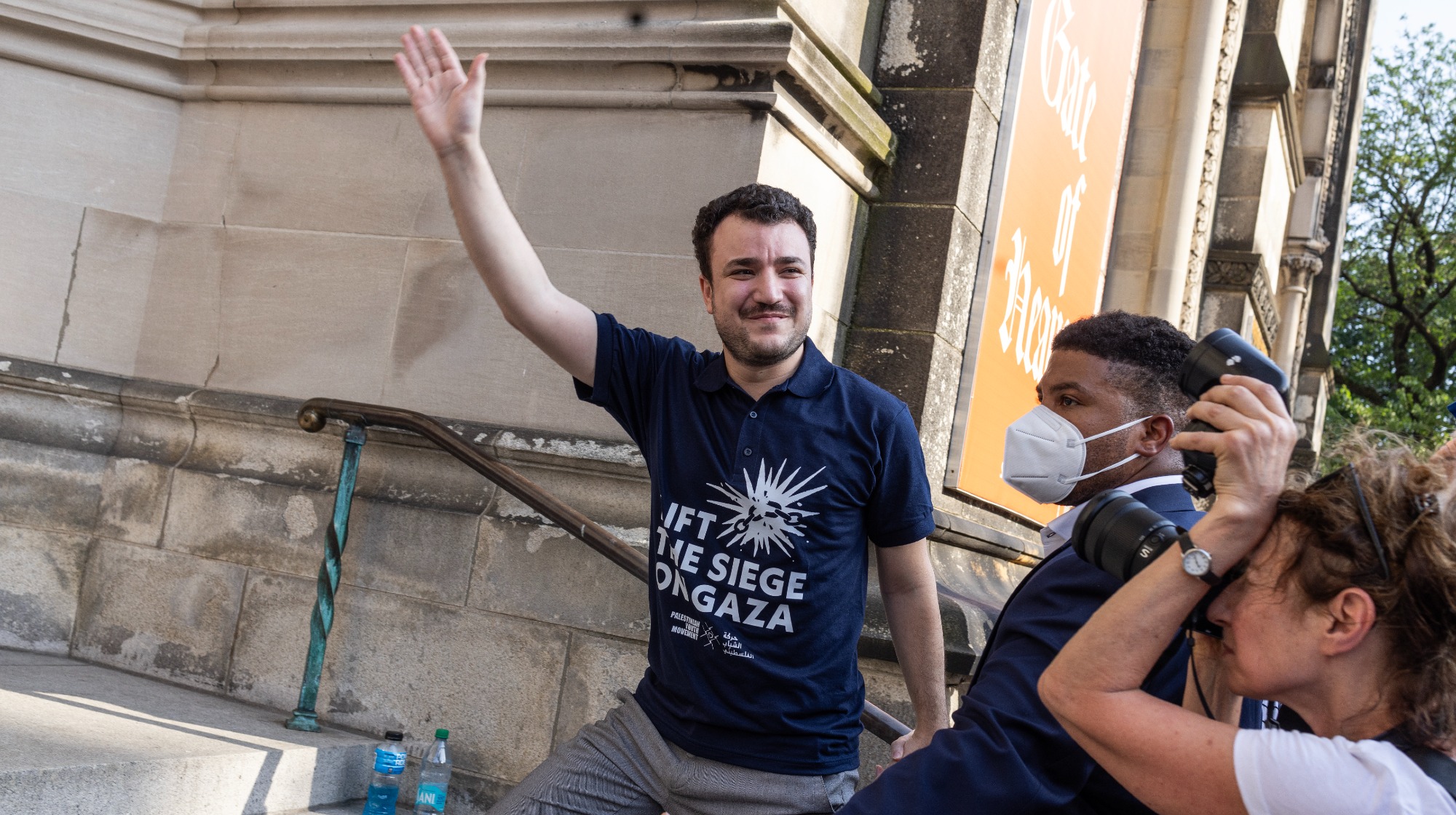 Palestinian activist and former Columbia University student Mahmoud Khalil, who was released from ICE detention, speaks during a rally on the steps of the Cathedral of St. John the Divine on June 22, 2025 in New York City. 