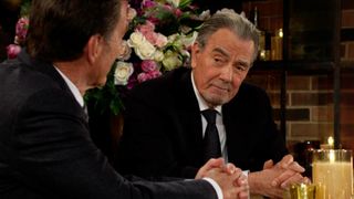 Peter Bergman and Eric Braeden as Jack and Victor talking in The Young & the Restless