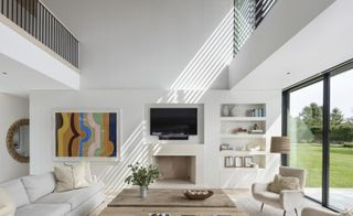 Double height living space of Hamptons house