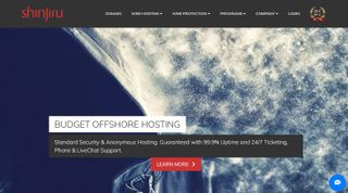 Shinjiru's homepage discussing budget offshore hosting
